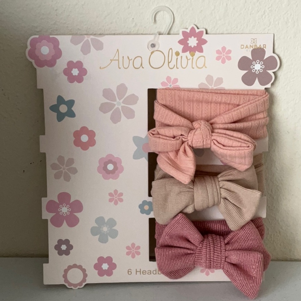 Ava Olivia Pink and Tan Hair Bows Set